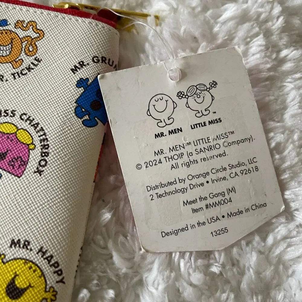 Mr Men Little Miss ZIpper Pencil Pouch Case NEW White Multicolor School Work Fun